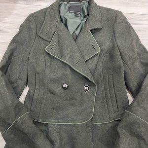 Banana Republic Italian Wool Blend Military Peplum Coat Jacket Green Size XS